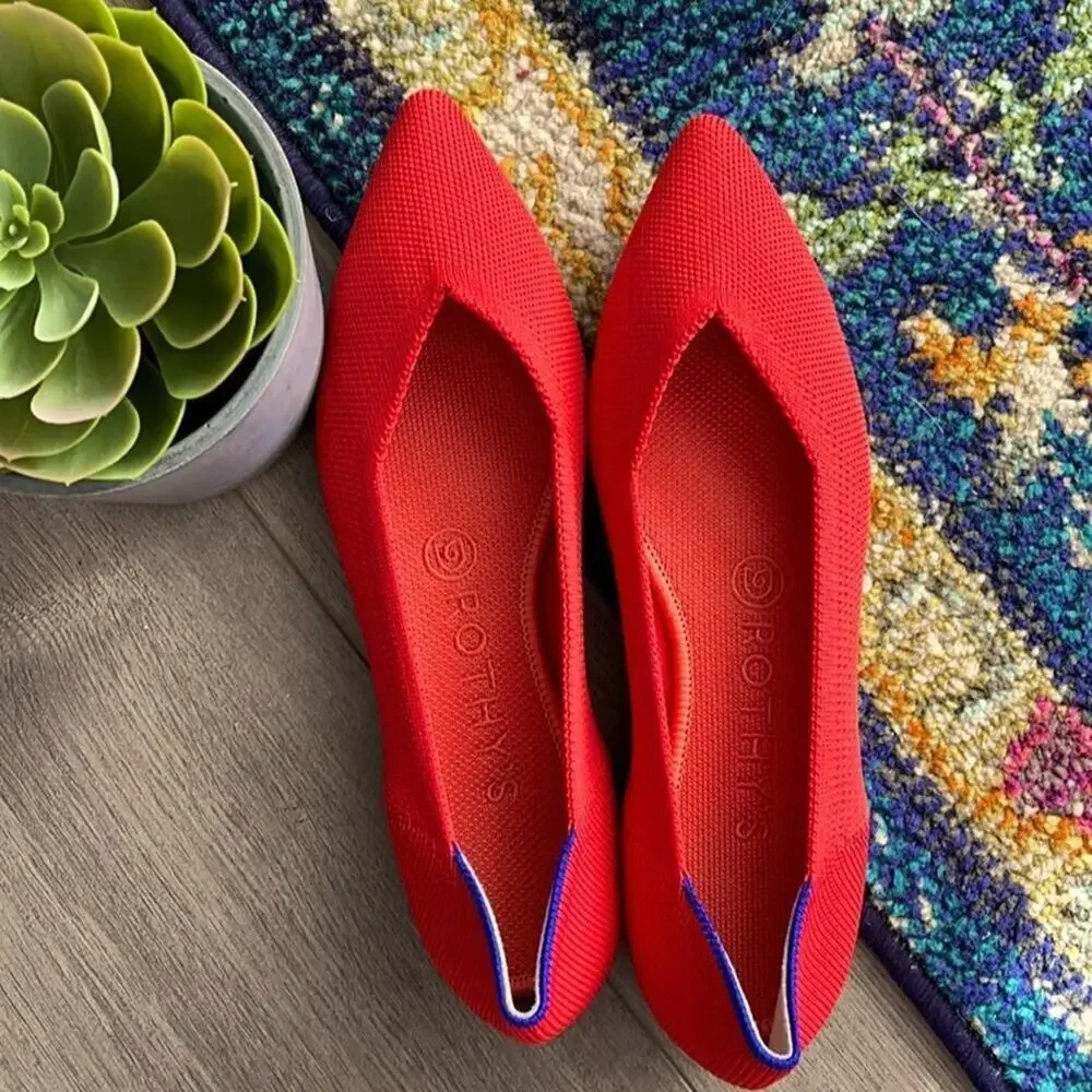 Rothys the point flame red size 9.5 woman’s flat sh…